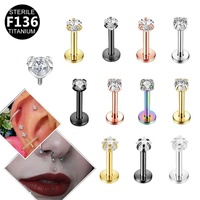 가비 홀세일 18G 티타늄 빈티지 라브렛 나사 없는 푸시핀 립 링 1.0*10mm 블랙 14K 금도금 IGI 웨딩 유니섹스