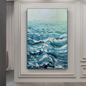 Mintura su misura grande tela da parete arte dipinta a mano moderna astratta 3D pittura a olio a onde di mare <span class=keywords><strong>paesaggi</strong></span> <span class=keywords><strong>marini</strong></span> per la casa bordi <span class=keywords><strong>dipinti</strong></span> a pieno - Product Image 6