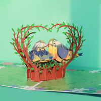 Aobo Vente en gros Délicat animal oiseau anniversaire bénédictions impression à la main Festival cadeau 3d sculpture Pop Up carte de voeux