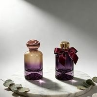 Botol Parfum Mewah Kaca Silinder Kosong 100ml Unik dengan Warna Ungu Kustom dan Kemasan Kotak