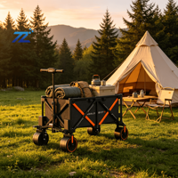 Chariot de camping électrique pliable à quatre roues, capacité de charge de 150 kg, pliable pour les voyages et la plage