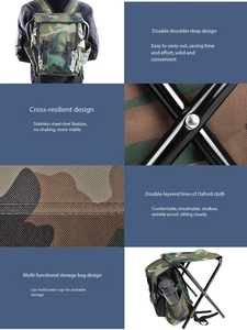 Backpack Cooling Chair Portable <b>Folding</b> Seat <b>Stool</b> Light Fishing <b>Stool</b> Outdoor Equipment Suitable for Camping Traveling Hiking - Product Image 6