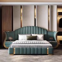 Neues Design Italienisch Neueste Luxus Schlafzimmer möbel High End Leder Doppelbett Großes Kopfteil Luxus Modernes Kingsize-Bett