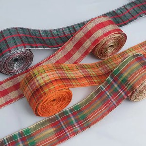 Pita Imitasi Linen Berlapis Emas Cantik dengan Tali Skotlandia Lebar 6CM untuk Dekorasi Pakaian - Product Image 5