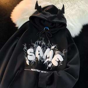 All'ingrosso Streetwear in cotone personalizzato Hip Hop <span class=keywords><strong>con</strong></span> stampa a sbuffo 3d felpa <span class=keywords><strong>con</strong></span> cappuccio Unisex dei pesi massimi <span class=keywords><strong>con</strong></span> cornuto - Product Image 2