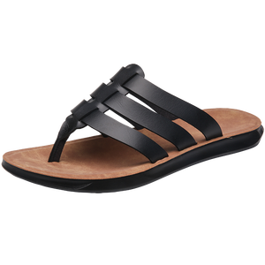 Trendy men's Flip-flops Slides Slippers Fashion Flat Sandals Pu Leather Men's Slides Slippers Outdoor Beach casual walking <b>shoes</b> - Product Image 4