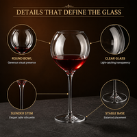 Verres à vin rouge de luxe 600 ml personnalisés, transparents, à pied fin, pour fêtes, hôtels, restaurants, bars, souvenirs de Noël
