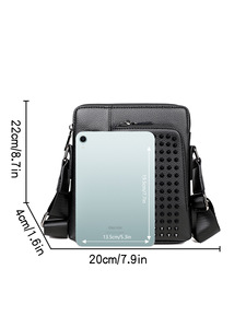Nouveau sac messager pour homme en PU style streetwear avec décoration rivetée, fermeture éclair, sangle réglable, grande taille, utilisation quotidienne toutes saisons - Product Image 6
