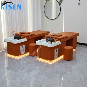 KISEN Professional Thai Head Spa Salon Massage Shampoo Tables <b>LED</b> <b>Bed</b> Basin with Water Circulation Steamer for Barber Beauty Spa - Product Image 1