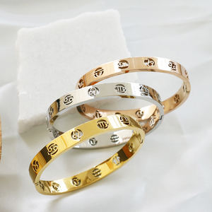 Horóscopo del zodiaco para mujer, joyería de oro de 18K, signo de <span class=keywords><strong>Piscis</strong></span> de acero inoxidable, conjunto de anillo de joyería hueca, 12 Uds. Al por mayor - Product Image 2