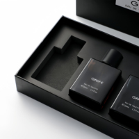 Boîtes de bouteille de parfum vides faites à la main personnalisées boîte de papier en carton à insérer noir ensemble avec sac personnalisé pour montres