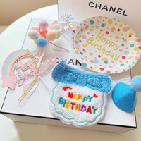 Décorations de fête d'anniversaire pour chiens et chats, accessoires mignons et tendance, écharpes, accessoires photo, chapeaux, bavoirs, gâteaux, ensembles de bougies