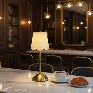 Modern American-style Dome Lampshade Battery-Powered <b>Touch</b> Control Dimmable LED Table <b>Lamp</b> Metal Base for Hotel/Restaurant Room - Product Image 2