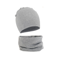 Conjunto de 2 Piezas de Gorro y Bufanda de Algodón para Niños, Gorro Cálido de Color Sólido para Bebés, Hombres y Mujeres, Estilos de Otoño e Invierno