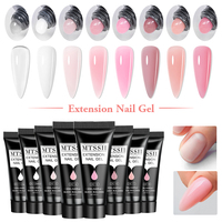 MTSSII 20ml Gel UV Polygel pour Ongles, Gel de Construction Rapide Effet Cristal, Gel Poly Extension Rose Transparent