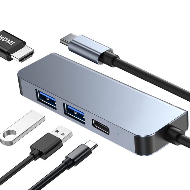 USB C Hub 4 in 1 USB C Multiport Adapter with 4K H DMI USB 3.0/2.0 Ports Type C 100W Power Delivery Charging Port Compatible
