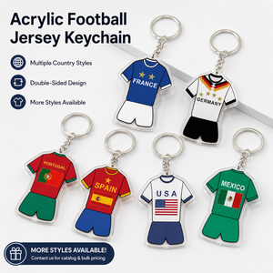 Porte-clés acrylique personnalisé maillot de football 2026 double face équipe nationale, cadeau souvenir, vente en gros OEM - Product Image 1