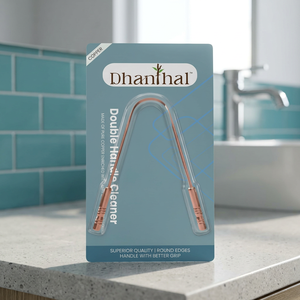 Limpiador de Lengua de Cobre Dhanthal, Modelo de Doble Mango con Mejor Agarre y Calidad de Cobre Superior para el Cuidado Bucal Diario - Product Image 1