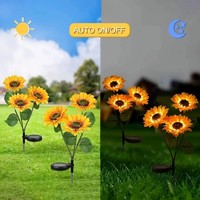Lampes solaires en forme de tournesol, lumières de jardin, fleurs, lampes solaires extérieures imperméables pour la cour arrière, le chemin, la terrasse