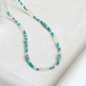Collar de Cuentas Coloridas y Bonitas en Tonos Pastel, Cuentas de Piedra Natural y Cristal, Joyería Delicada de Primavera/Verano para Mujer - Product Image 4