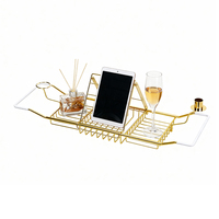 Étagère de douche suspendue en acier inoxydable, sans perçage, en PVC, style bohème, avec revêtement métallique, sans perçage, en acier inoxydable