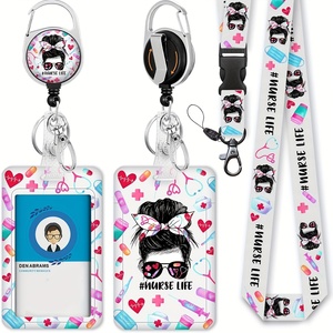 Customizable Cute Nurse Life Badge Holder with Lanyard ID Holder Badge Reel