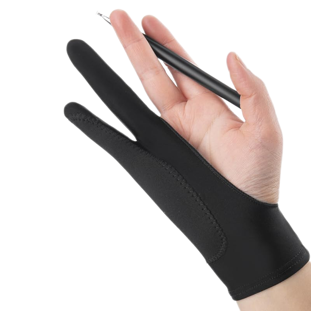 LISI All-Capacitive Touch Screen Sketching Drawing Glove Two Finger Three Layers Palm Rejection iPad Graphics Art Supply Black