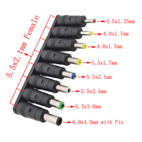Convertisseur de prises d'alimentation CC universel 8in1 5.5X2.1mm 5521 femelle à 6040 6330 5525 5521 5517 4817 4017 35135 connecteur mâle