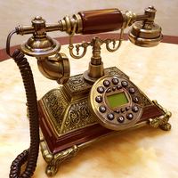 Téléphone fixe en bois massif naturel antique rétro vieux téléphone créatif maison bureau hôtel téléphone