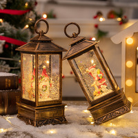 Ornements de Noël, lanterne, boule de cristal, boîte à musique avec lumière de chute de neige, style dessin animé en plastique, cadeau de Noël, lampe de chevet