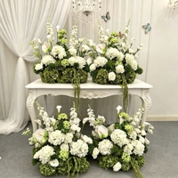 Gapura Bunga Artifisial Hijau Muda Putih, Dekorasi Pesta Pernikahan, Rangkaian Bunga Sutra Hydrangea Calla Lily, Latar Belakang Foto Booth