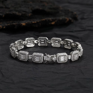 Rectangle Square Mix and Match Tennis <b>Bracelet</b>, <b>Copper</b> Zirconium Hip Hop Tanjing Fashion Lijing Necklace - Product Image 1