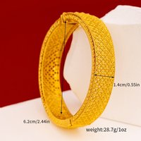 Vente en gros de bracelets creux plaqués or 24 carats, en alliage, larges, à motifs floraux en filigrane, bijoux de mode de mariage de Dubaï pour femmes