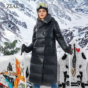 Chaqueta de invierno para mujer, capucha, Color sólido, impermeable, cierre de doble botonadura, ropa de abrigo informal larga, botón de poliéster, moda elegante - Product Image 3