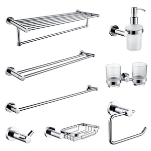 Jianghu Hui Bath Hardware <b>Set</b> 304 Stainless Steel Chrome Plated No Drilling Required Multi Purpose <b>Bathroom</b> <b>Accessories</b> - Product Image 1