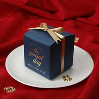 Boîte en carton de luxe avec papier doré, idéale pour les meilleurs vœux, emballage de chocolats et bonbons, boîte cadeau de mariage avec ruban décoratif