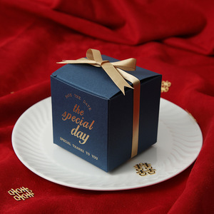 Luxury Gold Foil Paper <b>Box</b> Best Wishes Present Cardboard <b>Box</b> Chocolate Candy Packaging Wedding Gift <b>Box</b> with Ribbon Decoration - Product Image 4
