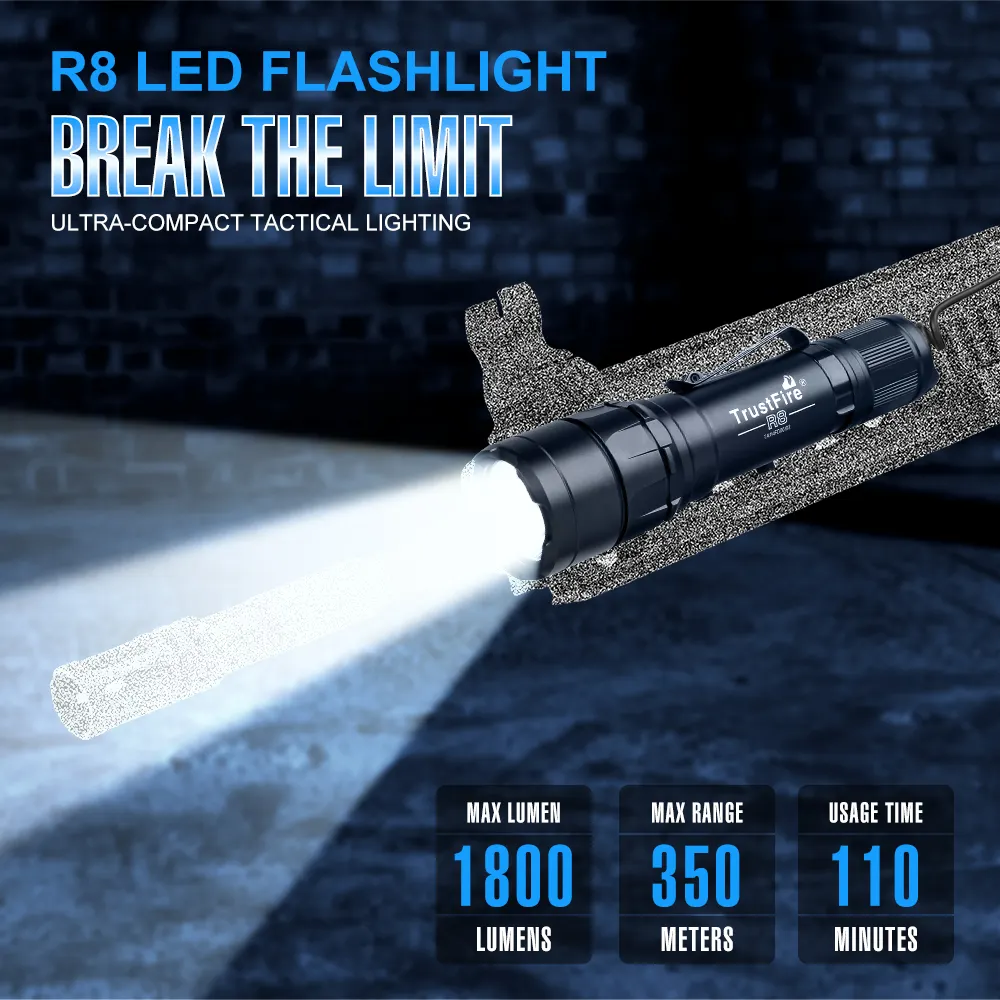 Outdoor High Lumens 1700 TrustFire R8 18650 Tactical Hunting Flashlight with Remote Switch