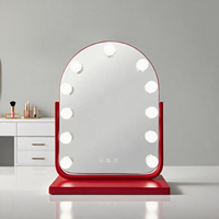 Modern Arch Vanity Mirror LED Display Screen Adjustable Brightness Touch Switch Freestanding Metal Glass Construction Makeup