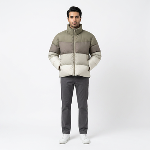 Chaqueta acolchada con cuello levantado de 300 gramos personalizada, repelente al agua duradero, chaqueta de burbujas Unisex de poliéster 100% para hombres - Product Image 1