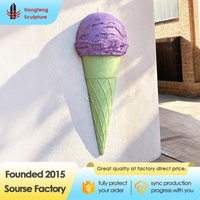 Escultura gigante de helado de fibra de vidrio y resina de 100 cm, tamaño extra grande, para decoración de tiendas, exhibición de conos de helado gigantes para escaparates.