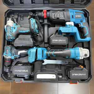 Kit de Clé à Chocs Électrique Sans Balais et Sans Fil <span class=keywords><strong>4</strong></span>-en-1 Personnalisable OEM pour Chantiers : Perceuse, Meuleuse d'Angle, Marteau avec Mallette Rigide - Product Image 2