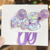 Élastiques à cheveux créatifs DIY en caoutchouc, respectueux des cheveux, avec nœud à paillettes scintillant, faits main, design en paire, pour enfants et filles, accessoire de coiffure amusant pour les fêtes