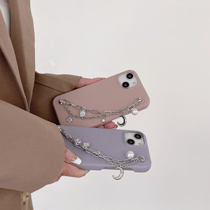 เคสโทรศัพท์หนัง PU ประดับมุก & สายโซ่สำหรับ <span class=keywords><strong>Samsung</strong></span> S25 S24 S22 S23อัลตร้าเคสโทรศัพท์ทันสมัยพร้อมจี้รูปดวงจันทร์และคริสตัล - Product Image 4