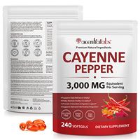 Acentiallabs 240 Gélules Sans Gluten Antioxydant & Soutien Digestif Supplément en Capsules au Poivre de Cayenne avec Curcuma & Berbérine