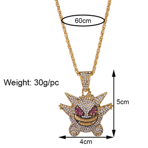 Hip-Hop-Stil: Halskette mit Vollkristall-Zirkonia-Gengar-Anhänger für Damen und Herren - Product Image 2