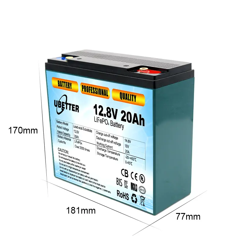 LiFePO4-Paquete de batería de iones de litio, 12,8 V, 20Ah, 12V, LFP 26650, 32650, para Sistema solar UPS, máquina de seguridad de telecomunicaciones, RV, EV