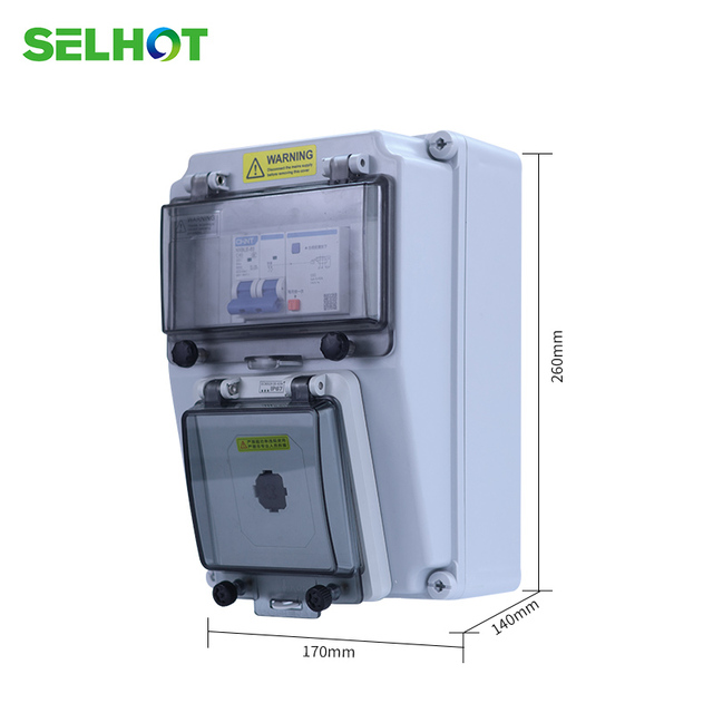 IP67 Waterproof 3-Way Outdoor Portable Electrical Power Distribution Box 5 AC Outlets 125A Rated 16A Combined Industrial Socket