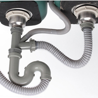 Siphon 304 acier inoxydable évier de cuisine Double bol Siphon tuyau de vidange Flexible Double têtes évier de cuisine passoire à déchets
