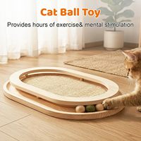 Grattoir pour chat en sisal avec piste interactive pour balle, base solide en sisal naturel